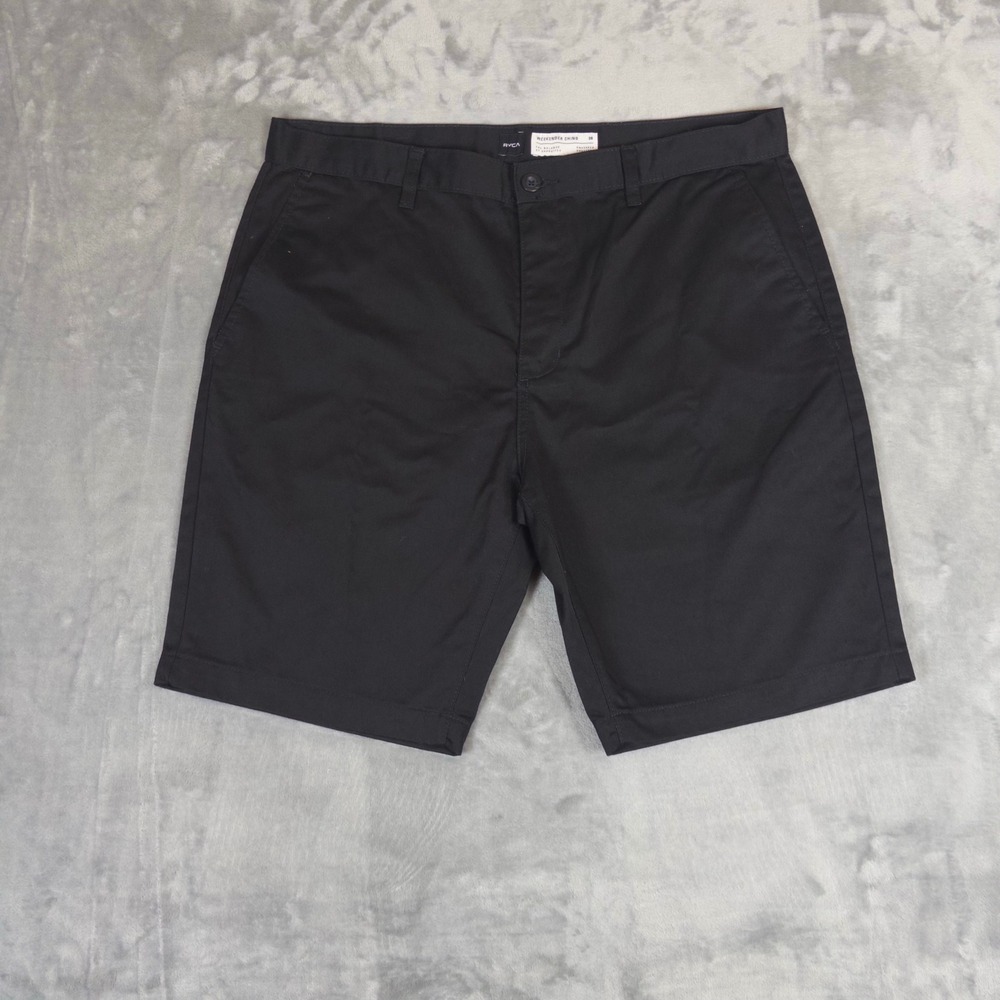 RVCA Weekender Chino Shorts Mens 38 Black Flat Front Casual Skate M3211WES